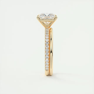 2.08 CT Princess Solitaire Pave Moissanite Engagement Ring 12