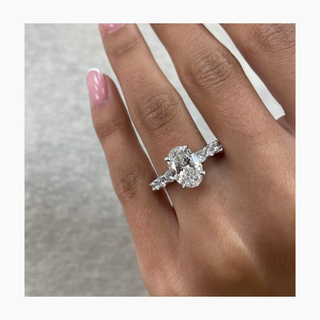 2.5 CT Oval Cut Pave Style CVD E/VS Diamond Engagement Ring 1