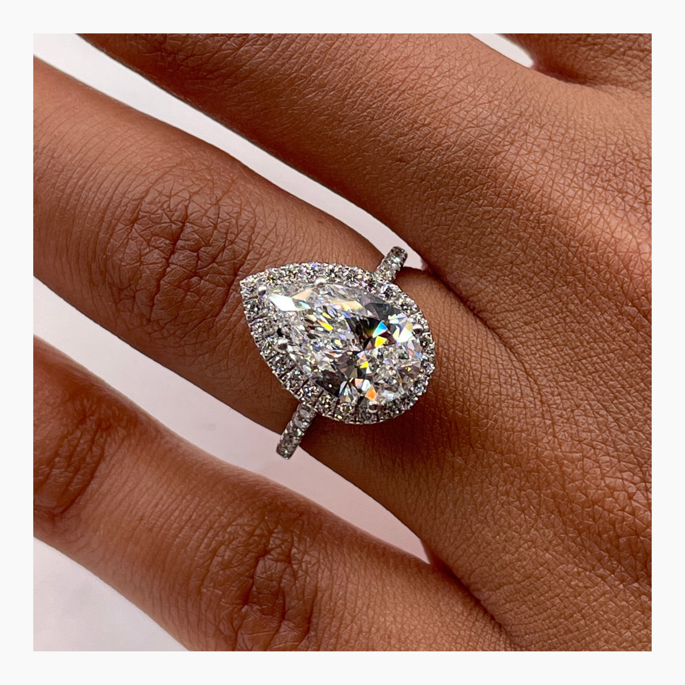 2.51 CT Pear Halo CVD F/VS  Diamond Engagement Ring 8