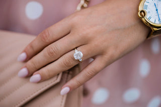 2.50 CT Elongated Cushion Three Stone Moissanite Engagement Ring 4