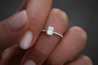 0.70 CT Radiant Cut Pave CVD E/VVS1 Diamond Engagement Ring 1