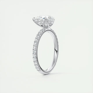 2 CT Pear Cut Pave CVD F/VS1 Diamond Engagement Ring 6