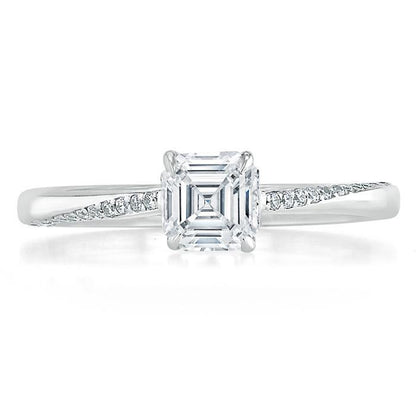 0.75 CT Asscher Cut Solitaire Moissanite Engagement Ring 1