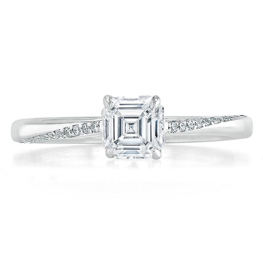 0.75 CT Asscher Cut Solitaire Moissanite Engagement Ring 1