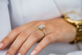 4.10 CT Emerald Cut Milgrain Pave Moissanite Engagement Ring 5