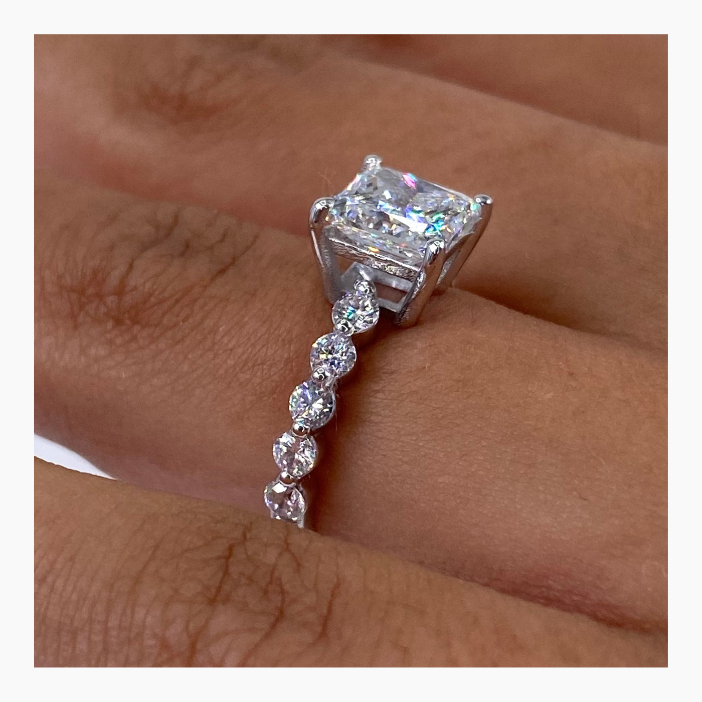 1.5 CT Princess Solitaire CVD F/VS Diamond Engagement Ring 9