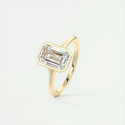 2 CT Emerald Bezel CVD F/VS1 Diamond Engagement Ring 11