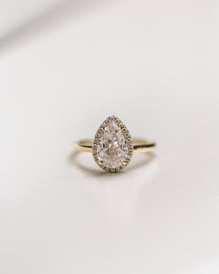 2.35 CT Pear Halo Moissanite Engagement Ring 2