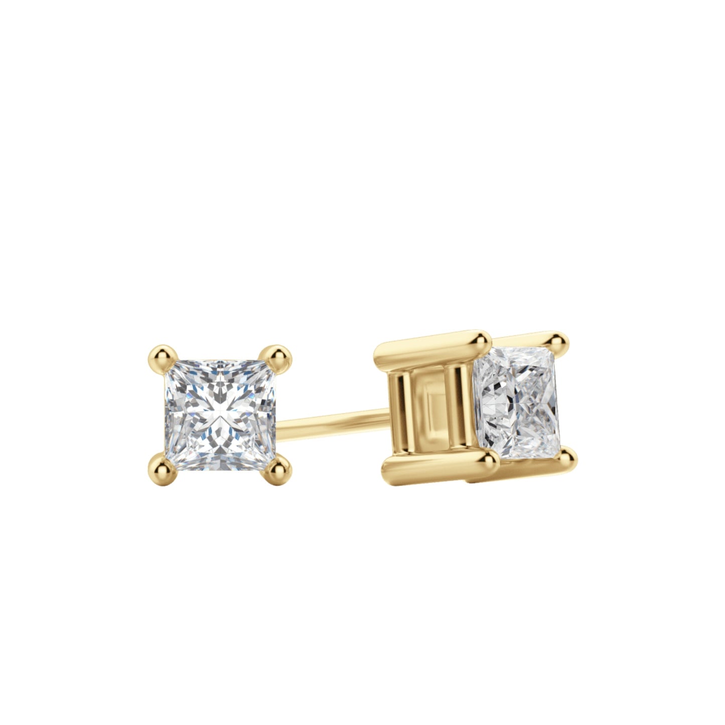 0.50 TCW-1.0 TCW Princess Cut Moissanite Solitaire Stud Earrings 4