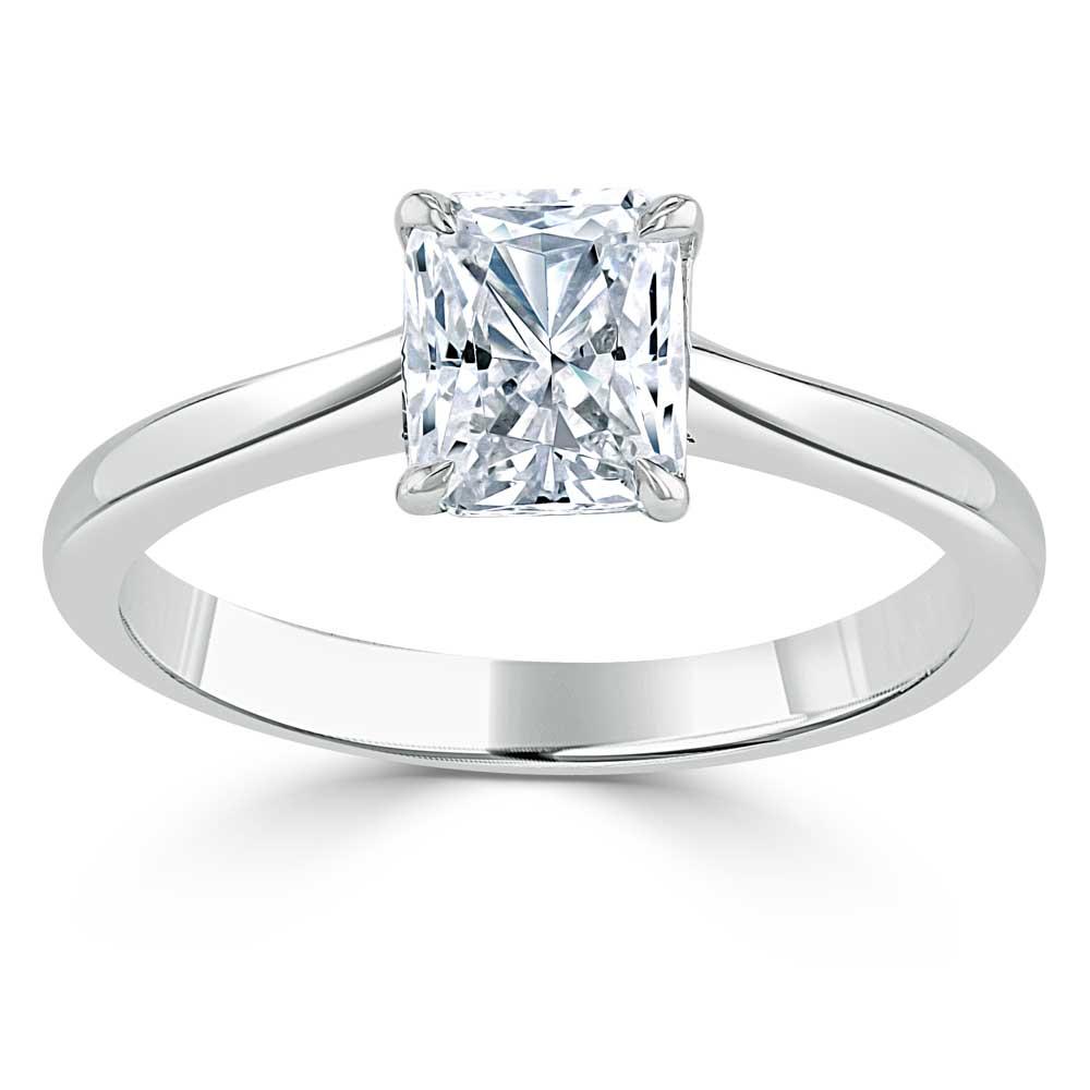 1.0 CT Radiant Cut Solitaire Moissanite Engagement Ring 2