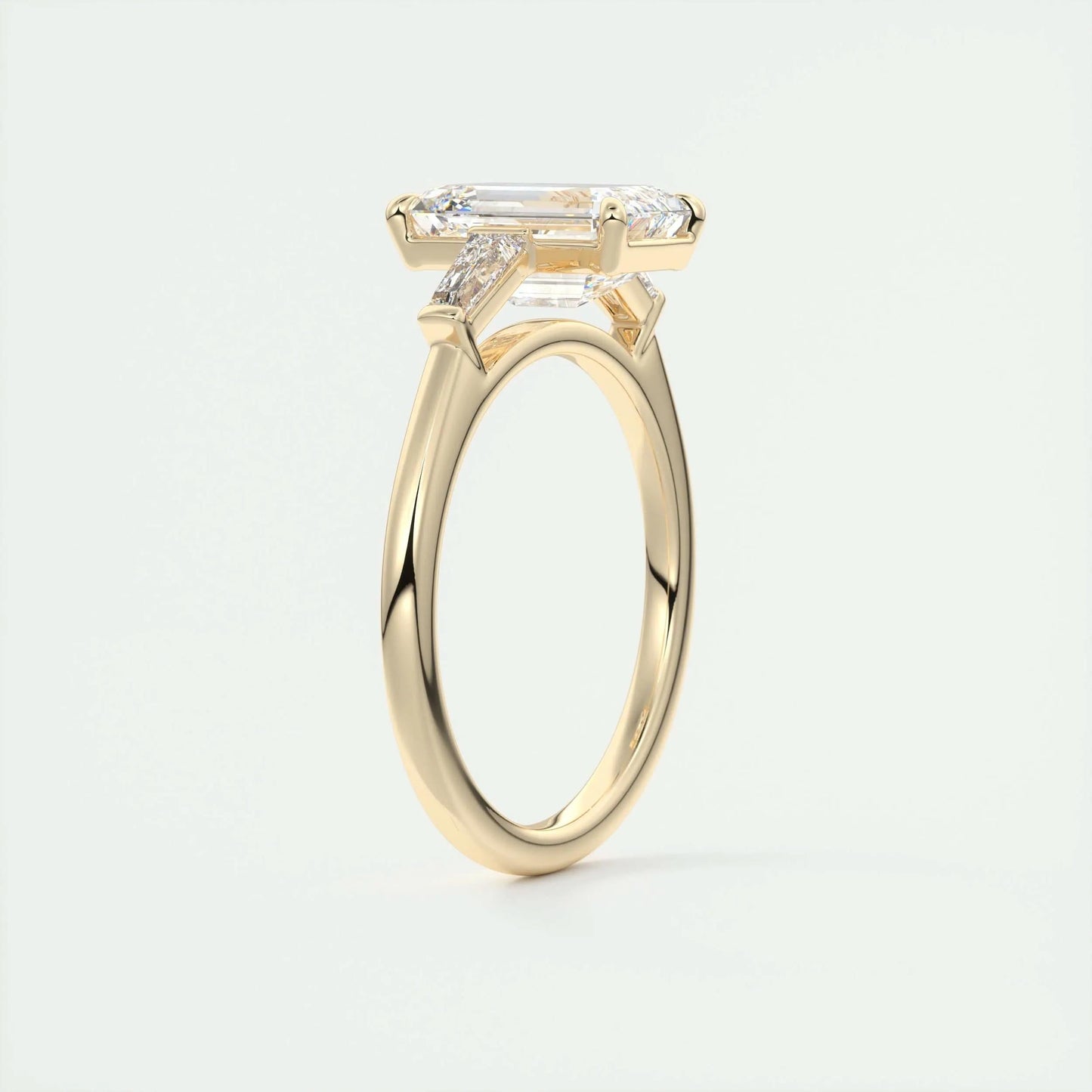 1.91 CT Emerald Cut Three Stone Moissanite Engagement Ring 14