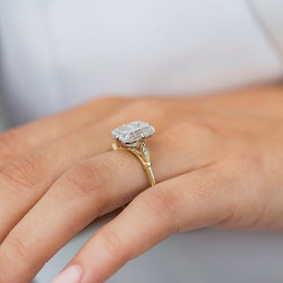 4.10 CT Emerald Cut Milgrain Pave Moissanite Engagement Ring 2