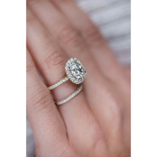 4.0 CT Cushion Halo & Pave Moissanite Engagement Ring 4