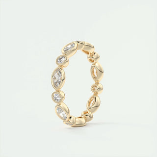 0.98 Marquise and Round Bezel Moissanite Bridal Wedding Band 9