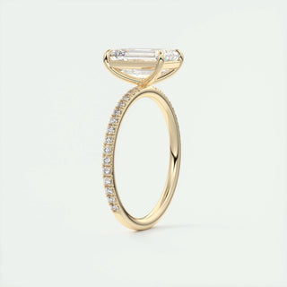 2 CT Emerald Cut Pave CVD F/VS1 Diamond Engagement Ring 13