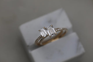 0.50 CT Emerald Cut Pave CVD E/VVS1 Diamond Engagement Ring 8