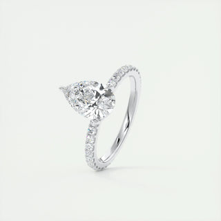 2 CT Pear Cut Pave CVD F/VS1 Diamond Engagement Ring 4