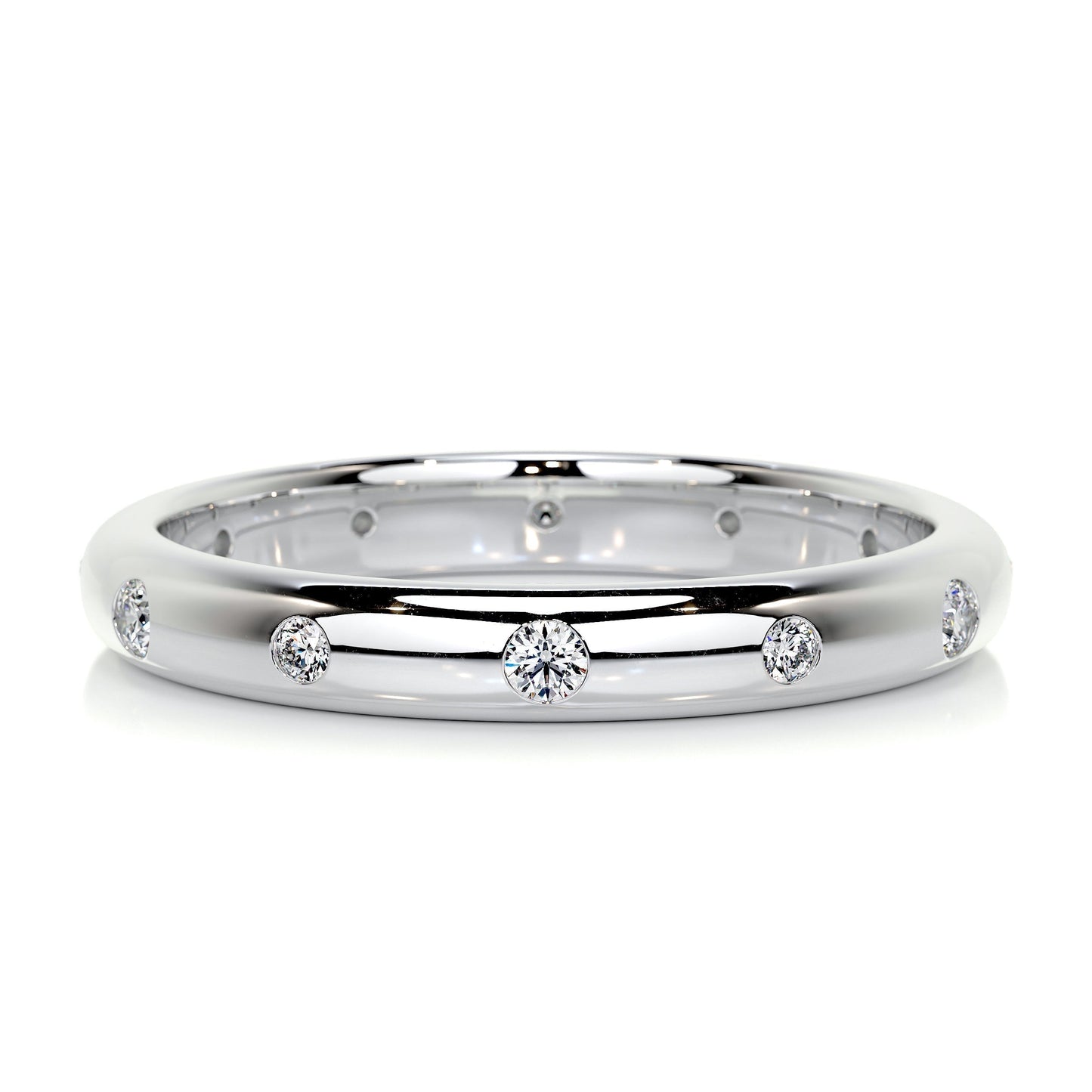 0.18 CT Round Flush Setting CVD EF/VVS Diamond Wedding Band 1