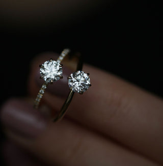 0.75 CT Round Cut Pave CVD E/VS1 Diamond Engagement Ring 5