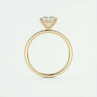 2.15 CT Cushion Cut Solitaire Pave Moissanite Engagement Ring 14