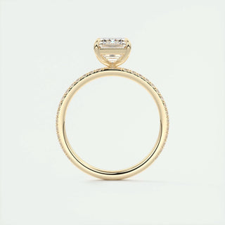 2 CT Emerald Cut Pave CVD F/VS1 Diamond Engagement Ring 14