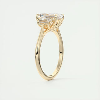 1.91 CT Emerald Cut Three Stone Moissanite Engagement Ring 13