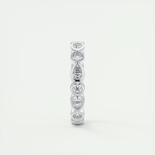 1.28 Pear and Round Bezel  Moissanite Bridal Wedding Band 2