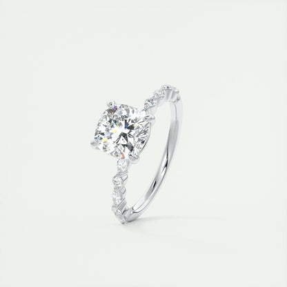 2 CT Cushion Solitaire CVD F/VS1 Diamond Engagement Ring 4