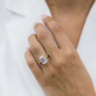 4.10 CT Emerald Cut Milgrain Pave Moissanite Engagement Ring 3