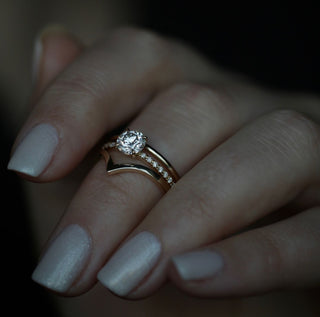 0.85 CT Round Cut Pave CVD E/VS1 Diamond Engagement Ring 7