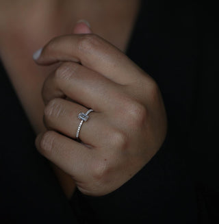 0.60 CT Emerald Cut Pave CVD E/VVS2 Diamond Engagement Ring 3