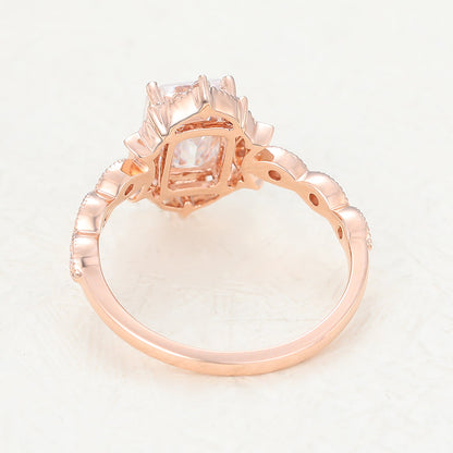 1.60 CT Emerald Shaped Moissanite Vintage Engagement Ring 4