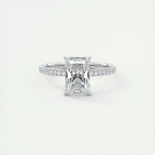 2.10 CT Radiant Solitaire Pave Moissanite Engagement Ring 1
