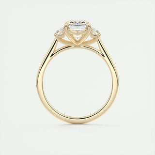 1.91 CT Emerald Cut Three Stone Moissanite Engagement Ring 14