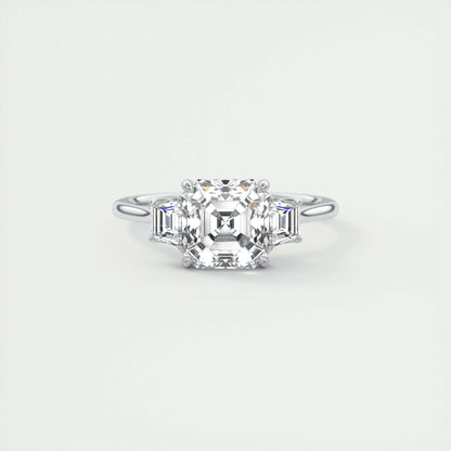 2.03 CT Asscher Cut Three Stone Moissanite Engagement Ring 1