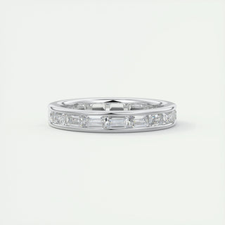 1.87 Emerald Cut Channel Moissanite Bridal Wedding Band 1
