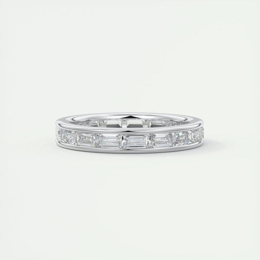 1.87 Emerald Cut Channel Moissanite Bridal Wedding Band 1