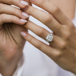 4.10 CT Asscher Three Stone Moissanite Engagement Ring 2