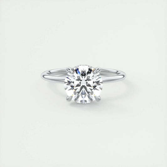 2.0 CT Round Solitaire Hidden Halo Moissanite Engagement Ring 1