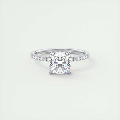 2.15 CT Cushion Cut Solitaire Pave Moissanite Engagement Ring 1