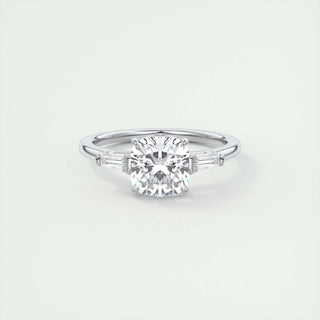 2.15 CT Cushion Cut Three Stone Moissanite Engagement Ring 1