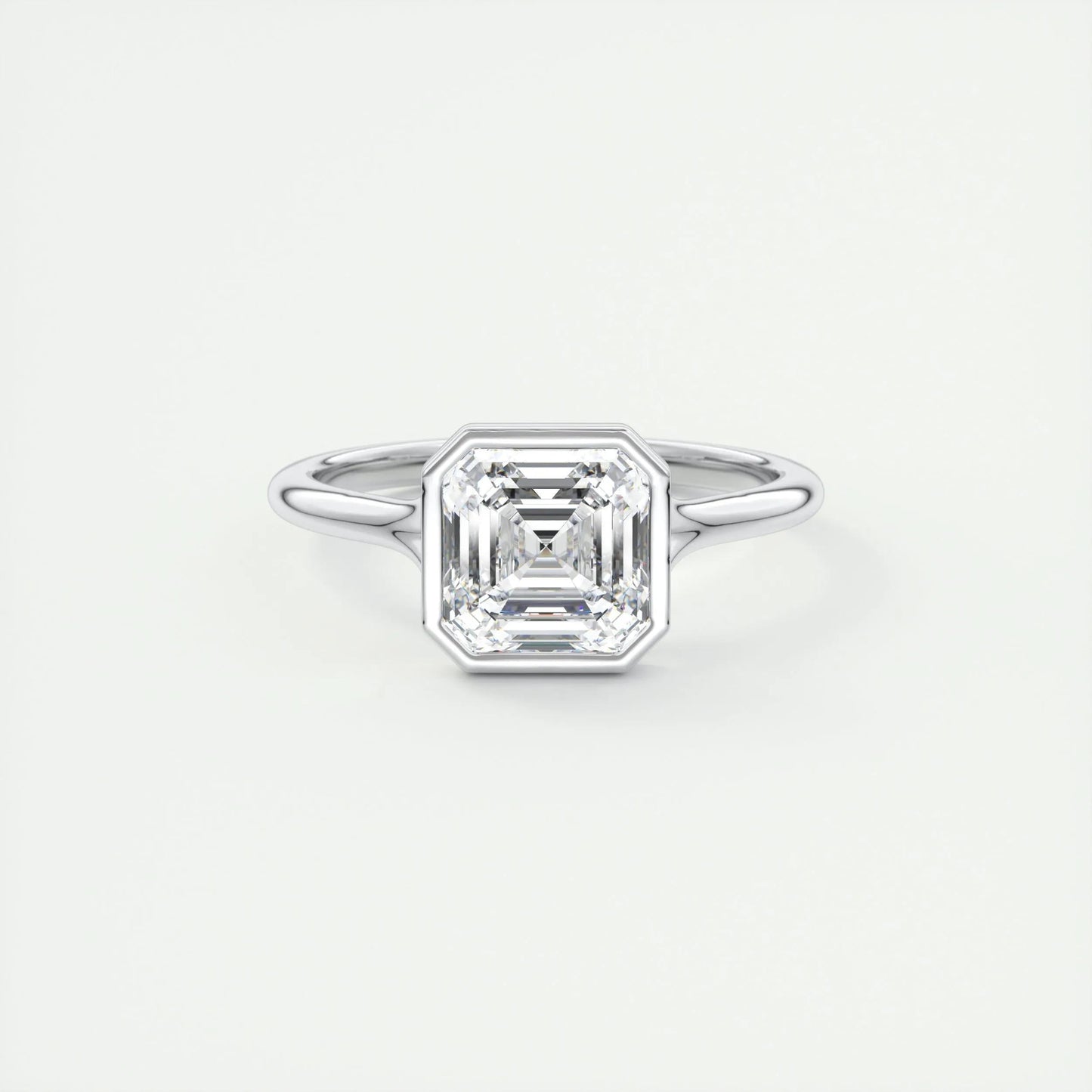 2.03 CT Asscher Cut Bezel Solitaire Moissanite Engagement Ring 1