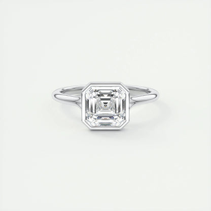 2 CT Asscher Bezel CVD F/VS1 Diamond Engagement Ring 1