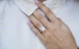 4.30 CT Emerald Hidden Halo & Pave Moissanite Engagement Ring 3