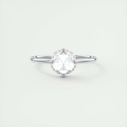 1.19 CT Round Rose Cut  Solitaire Moissanite Engagement Ring 1