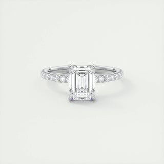 1.91 CT Emerald Solitaire Pave Moissanite Engagement Ring 1