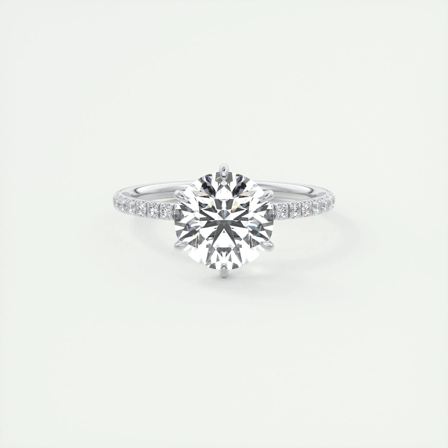 2.0 CT Round Cut Solitaire Pave Moissanite Engagement Ring 1