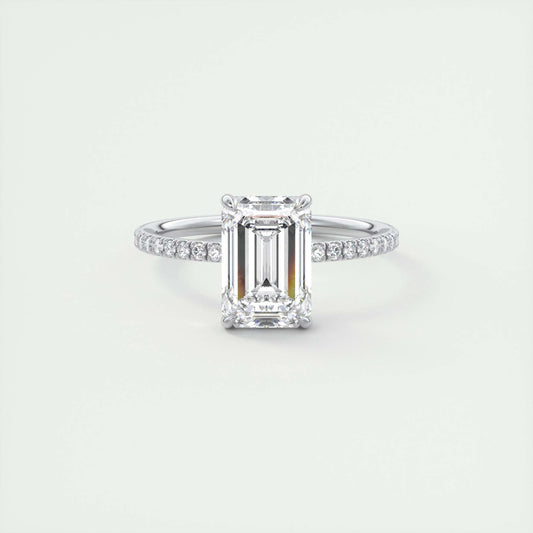 1.91 CT Emerald Cut Solitaire Pave Moissanite Engagement Ring 1