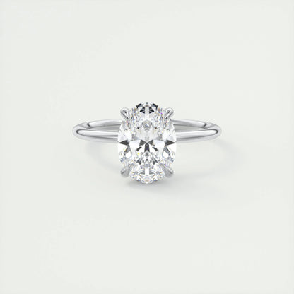 1.91 CT Oval Solitaire Hidden Halo Moissanite Engagement Ring 1