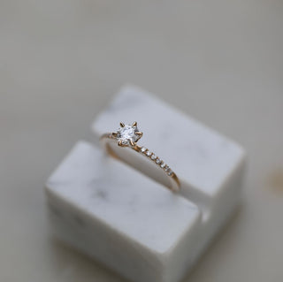 0.50 CT Round Cut Pave CVD E/VS1 Diamond Engagement Ring 6